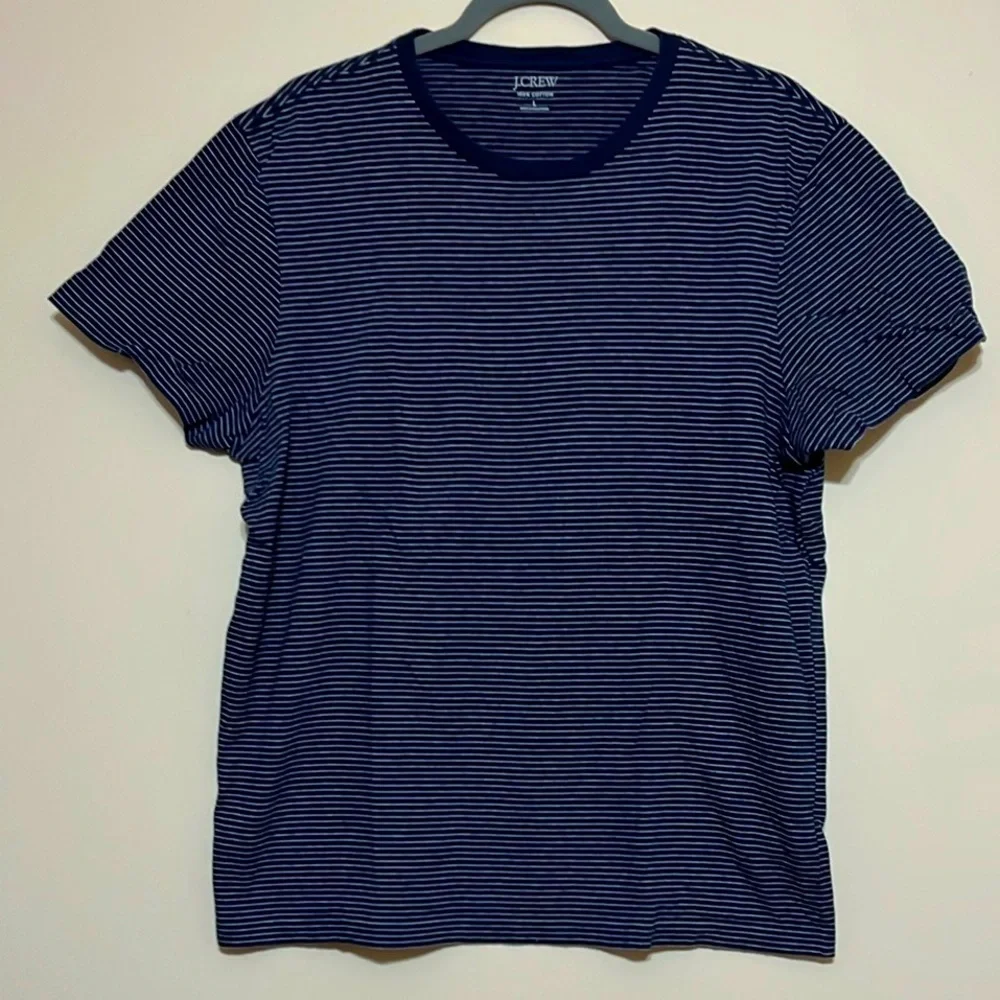 J. Crew Men's Navy Striped Shirt Sz Large
